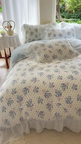 91家纺网 家纺一手货源 找家纺 玛奇朵2023新款秋冬新品5D立体雕花牛奶绒四件套 温妮-蓝