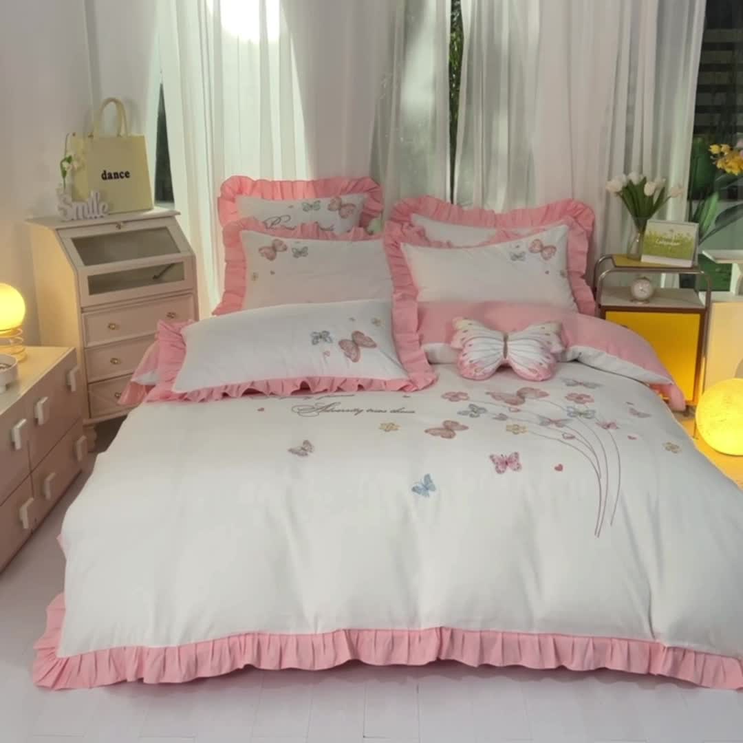 91家纺网 家纺一手货源 找家纺 （总）欧冠 2023新款秋冬保暖云锦棉刺绣花边春卉系列四件套