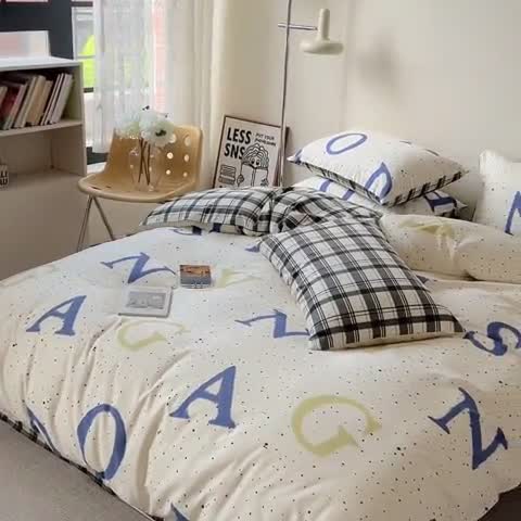 91家纺网 家纺一手货源 找家纺 时年 2023新款全棉印花优选系列四件套 字母派