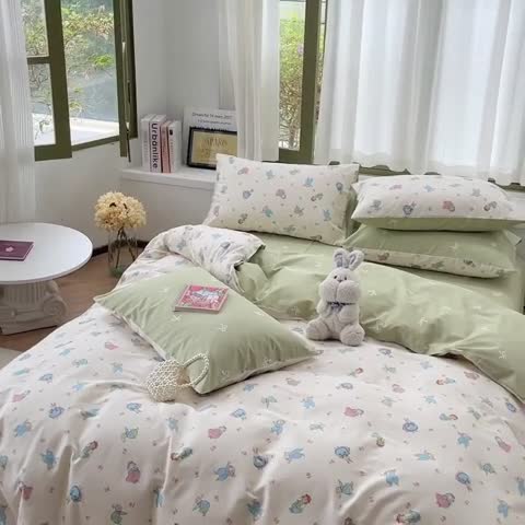 91家纺网 家纺一手货源 找家纺 时年 2023新款全棉印花优选系列四件套 仙子兔