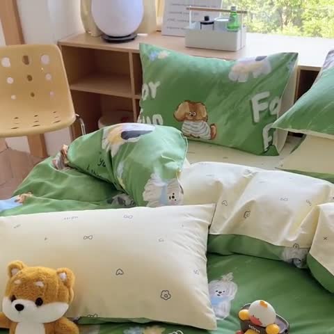 91家纺网 家纺一手货源 找家纺 时年 2023新款全棉印花优选系列四件套 田园汪汪