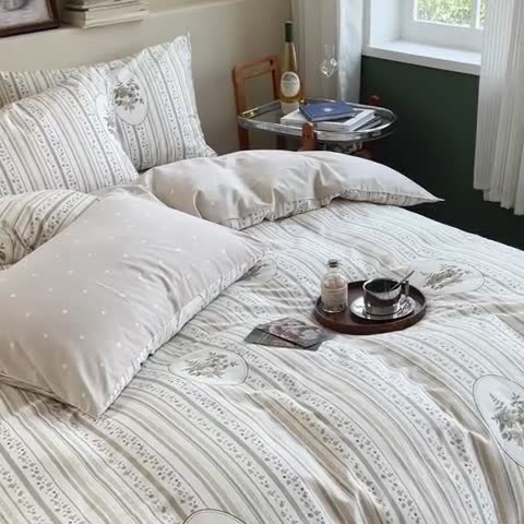 91家纺网 家纺一手货源 找家纺 时年 2023新款全棉印花优选系列四件套 卡茜欧