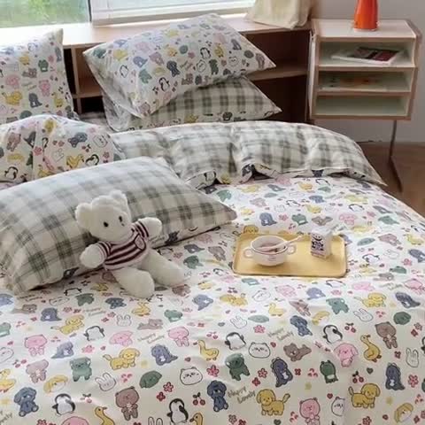 91家纺网 家纺一手货源 找家纺 时年 2023新款全棉印花优选系列四件套 快乐家族