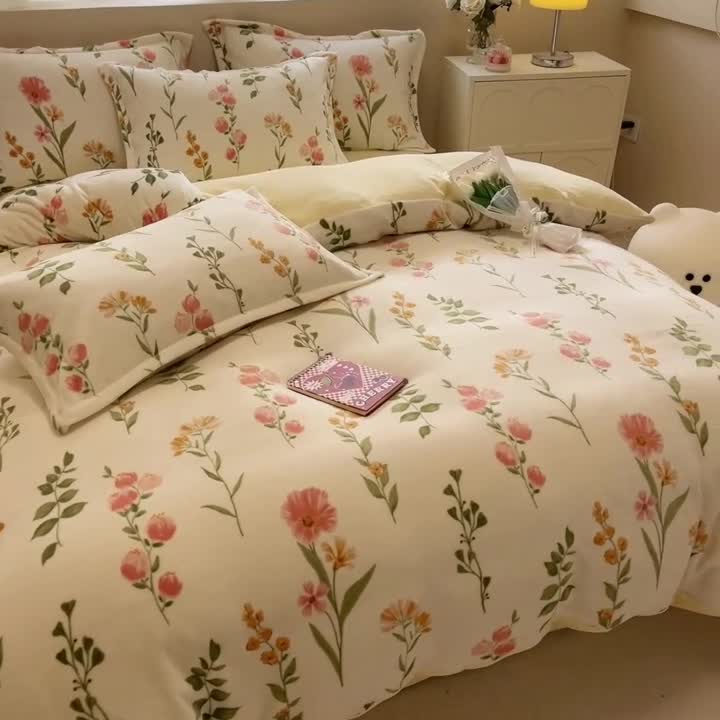 91家纺网 家纺一手货源 找家纺 眠博士 2023新款系列9印花简单款三件套 简单款单被套-浪漫花园