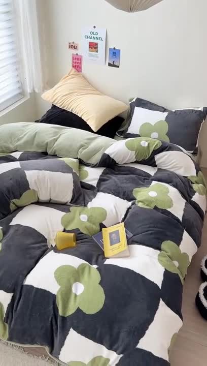 91家纺网 家纺一手货源 找家纺 柚子 2023新款牛奶绒四件套-小众混搭系列 原野