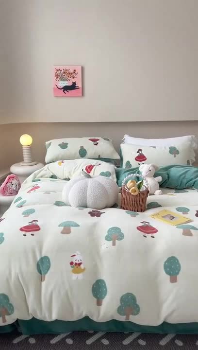 91家纺网 家纺一手货源 找家纺 （总）柚子 2023新款牛奶绒四件套-小清新系列