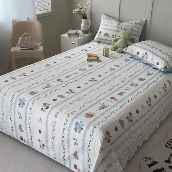 91家纺网 家纺一手货源 找家纺 麦伦 2023新款全棉单品A版单床单床笠-单床单 单品床单-浆果小兔