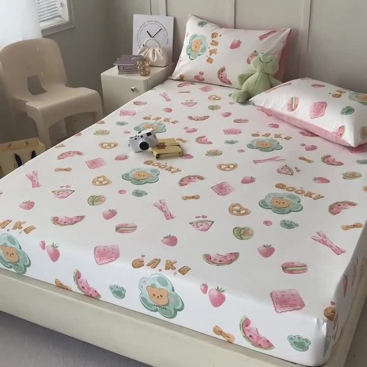 91家纺网 家纺一手货源 找家纺 麦伦 2023新款全棉单品A版单床单床笠-单床笠单床笠-草莓果干