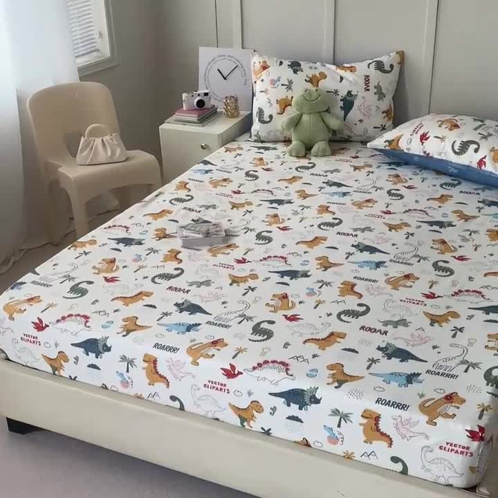 91家纺网 家纺一手货源 找家纺 麦伦 2023新款全棉单品A版单床单床笠-单床笠 单品床笠-恐龙幻想