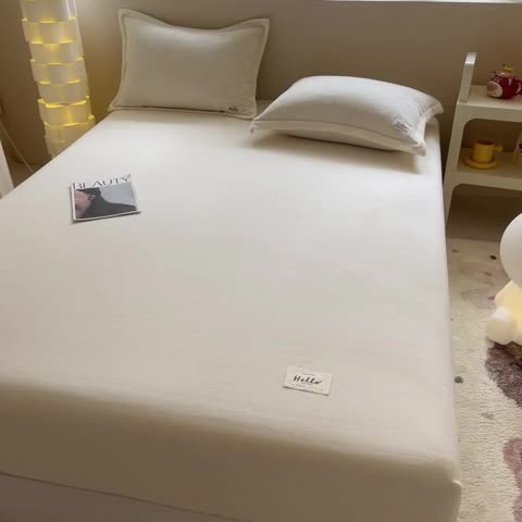 91家纺网 家纺一手货源 找家纺 857 2023新款牛奶绒床笠 雪白