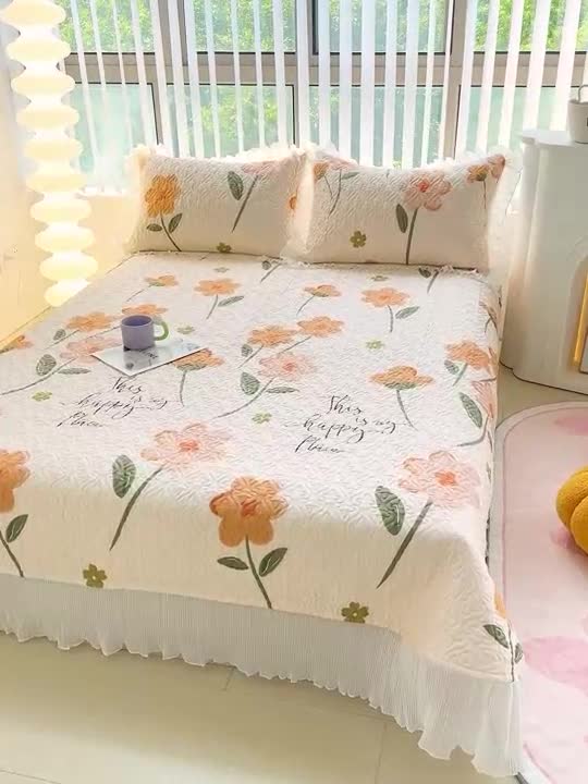 91家纺网 家纺一手货源 找家纺 冬然 2023新款全棉床盖纯棉床盖夹棉床单全棉床单纯棉床单花样情怀