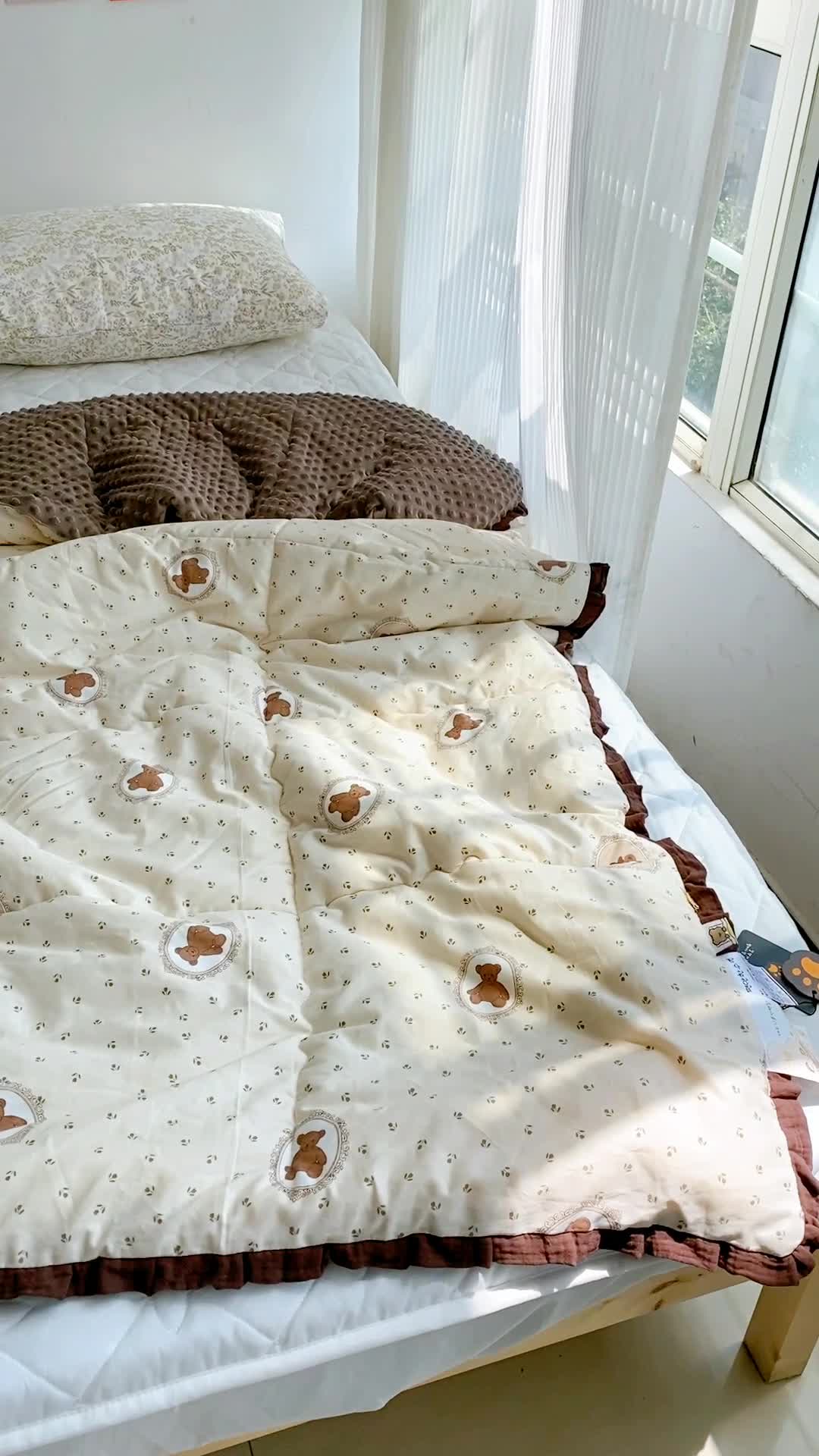 91家纺网 家纺一手货源 找家纺 （总）蓝庭全棉印花花边豆豆被冬被大豆被春秋被芯被子可机洗