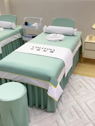 91家纺网 家纺一手货源 找家纺 不打烊 2023新款欧洲尼美容床罩四件套 皇家风范 浅绿色