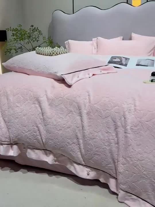 91家纺网 家纺一手货源 找家纺 （总）佳居缘 2023新款230g全消光牛奶绒四件套-花韵系列