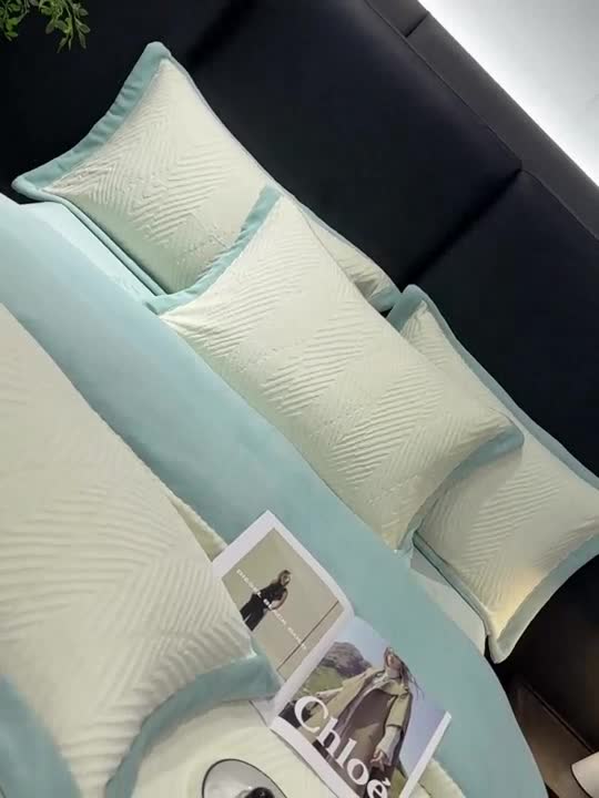 91家纺网 家纺一手货源 找家纺 佳居缘 2023新款230g全消光牛奶绒四件套-印象系列 印象-绿