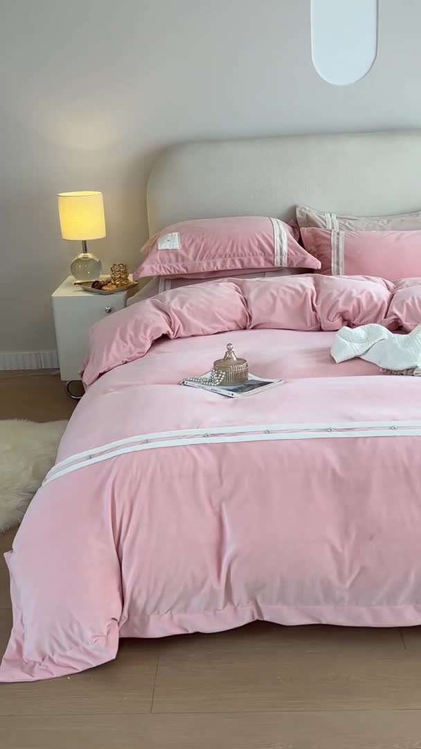 91家纺网 家纺一手货源 找家纺 摩卡 2024新款轻奢简约宝宝绒四件套 唯一-果粉