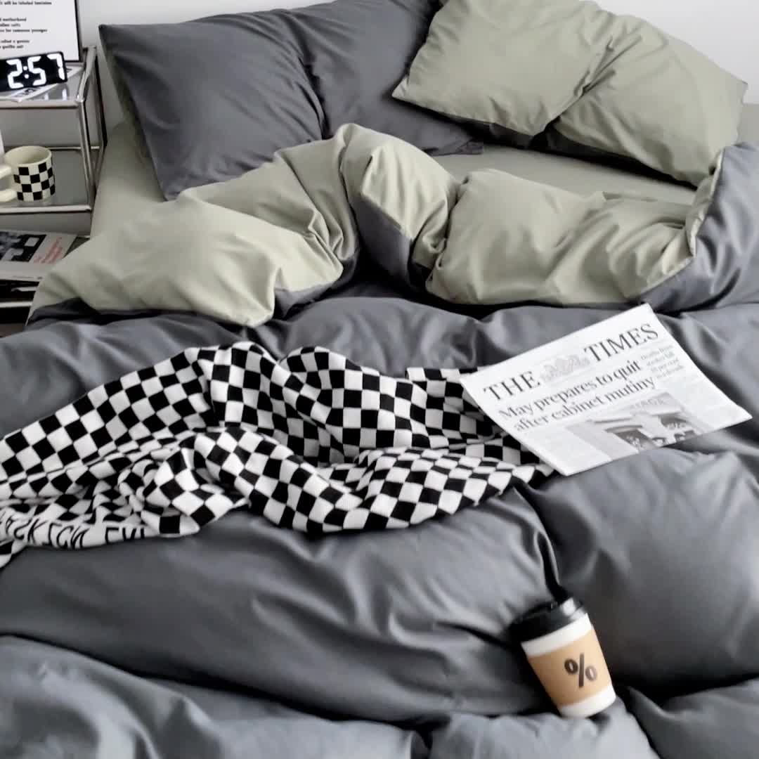 91家纺网 家纺一手货源 找家纺 2025新款日系简约无印风亲肤磨毛四件套学生三件套 抹茶芝士