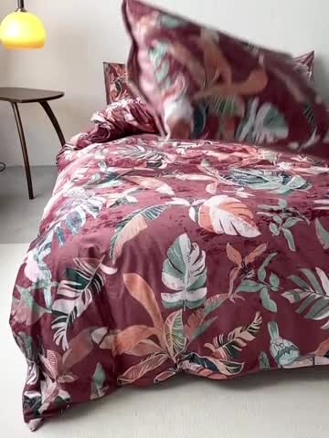 91家纺网 家纺一手货源 找家纺 安莱生活 2023秋冬新品数码印花绒四件套 花鸟表