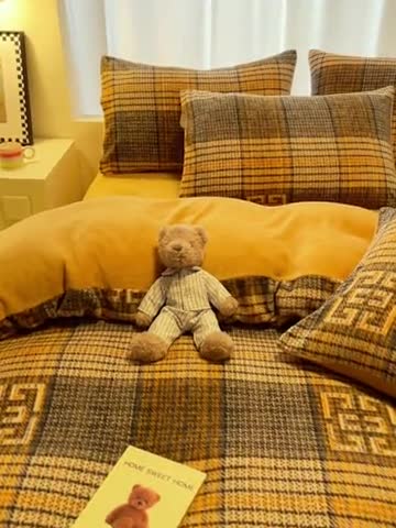 91家纺网 家纺一手货源 找家纺 大渔生活 2024新款牛奶绒印花系列四件套 东宫