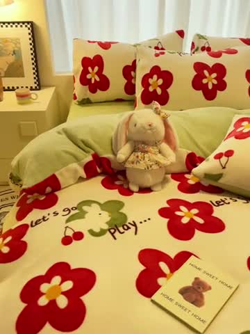 91家纺网 家纺一手货源 找家纺 大渔生活 2024新款牛奶绒印花系列四件套 花嫁