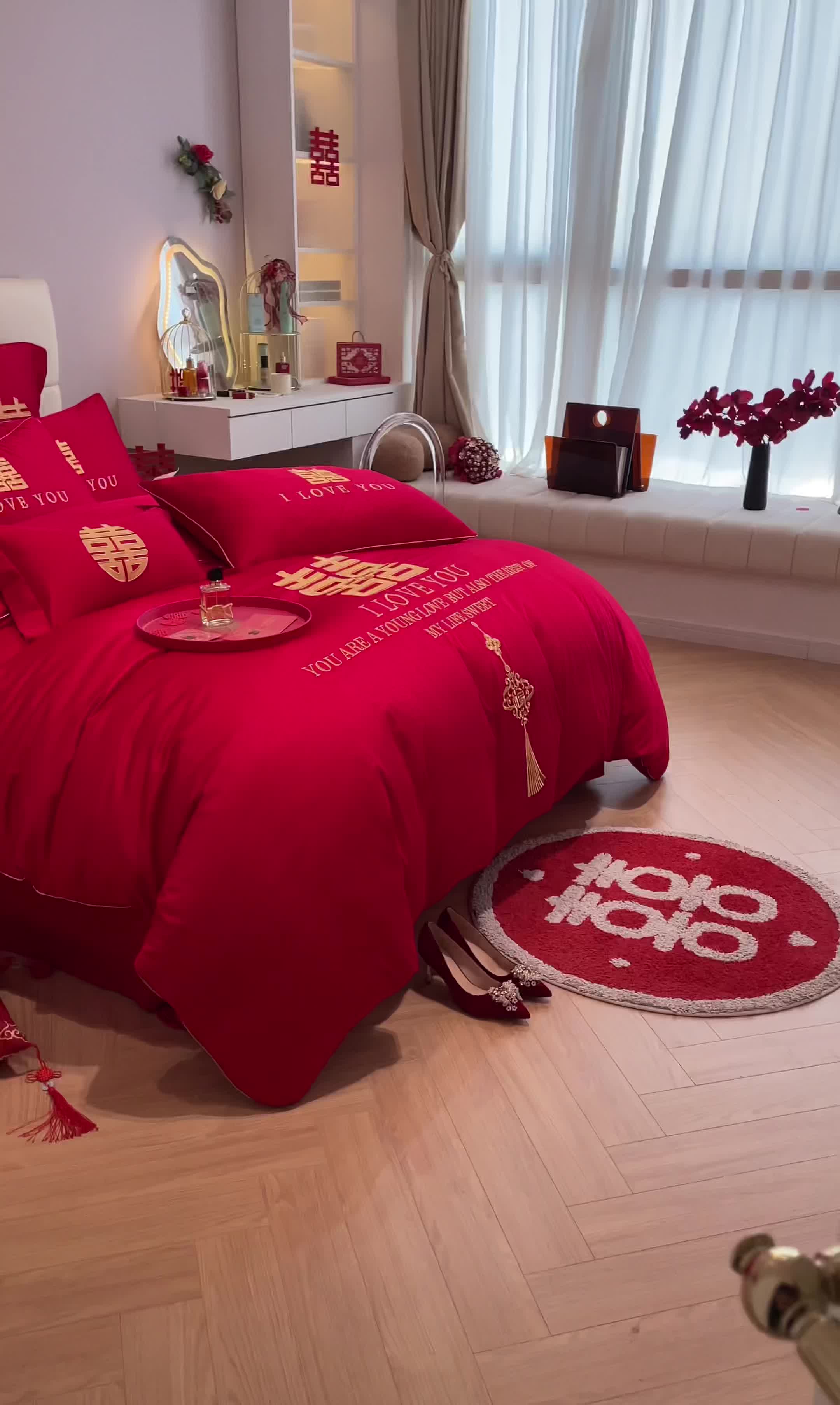 91家纺网 家纺一手货源 找家纺 欧乐蒂 2025新款亲肤刺绣婚庆四件套 百子呈祥