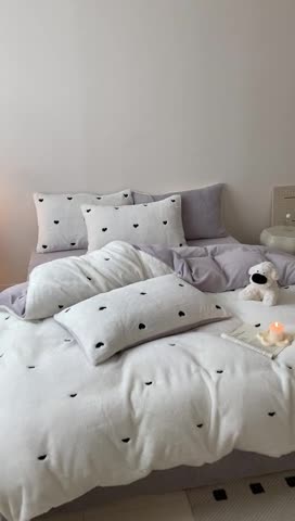 91家纺网 家纺一手货源 找家纺 （总）蜜柚 2024新款直播兔毛绒双面保暖牛奶绒小清新绣花四件套