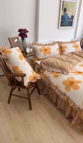 91家纺网 家纺一手货源 找家纺 （总）爱妮玖玖 2023新款全棉春夏花边床单四件套-春暖系列