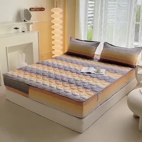 91家纺网 家纺一手货源 找家纺 米柳 2024新款亲肤夹棉印花床笠 温纳斯