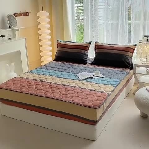 91家纺网 家纺一手货源 找家纺 米柳 2024新款亲肤夹棉印花床笠 斯诺克