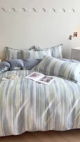 91家纺网 家纺一手货源 找家纺 慕尚 2025新款全棉磨毛印花系列四件套 海岸线