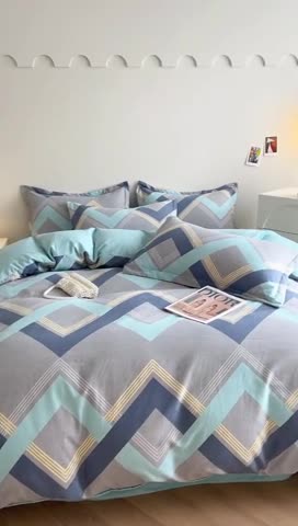 91家纺网 家纺一手货源 找家纺 慕尚 2025新款全棉磨毛印花系列四件套 莱德灰