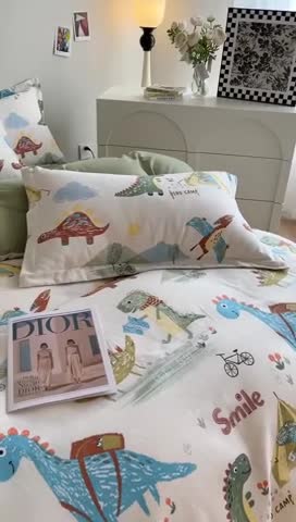 91家纺网 家纺一手货源 找家纺 慕尚 2025新款全棉磨毛印花系列四件套 侏罗纪