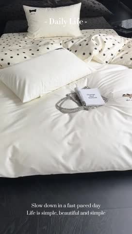 91家纺网 家纺一手货源 找家纺 总赫帛 2023新款50s缎纹数码印花长绒棉四件套-斑点狗狗（有刺绣）