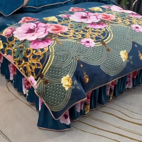 91家纺网 家纺一手货源 找家纺 金柚子 2024新款加厚牛奶绒四件套 富丽堂皇