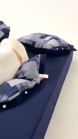 91家纺网 家纺一手货源 找家纺 安莱生活 2023新款拼布田园纽扣款四件套 拼布田园纽扣款-藏青