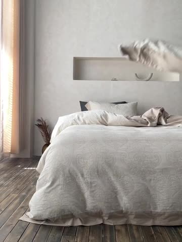 91家纺网 家纺一手货源 找家纺 （总）安莱生活 2023新款双层纱大提花纽扣款波拿系列工艺款四件套