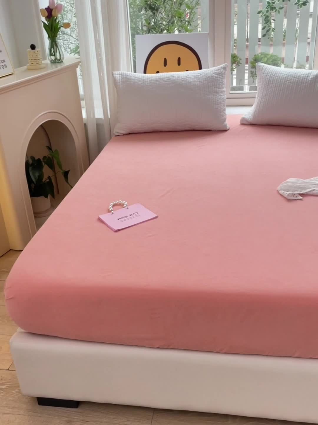 91家纺网 家纺一手货源 找家纺 美派工厂店 2023新款双面床笠 爱玛橙