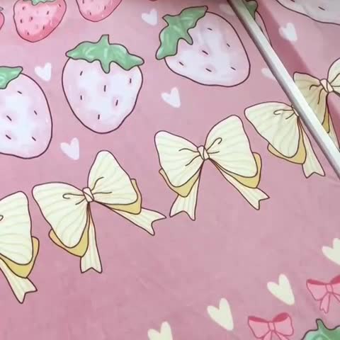 91家纺网 家纺一手货源 找家纺 小虾米 2023新款上下床加厚牛奶绒床笠 草莓