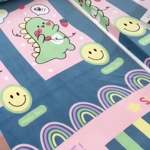 91家纺网 家纺一手货源 找家纺 小虾米 2023新款上下床加厚牛奶绒床笠 恐龙宝宝