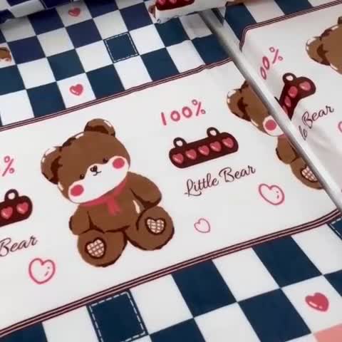 91家纺网 家纺一手货源 找家纺 小虾米 2023新款上下床加厚牛奶绒被套 快乐熊宝