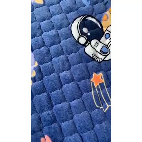 91家纺网 家纺一手货源 找家纺 小虾米 2023新款上下床加厚牛奶绒夹棉床笠 遨游太空