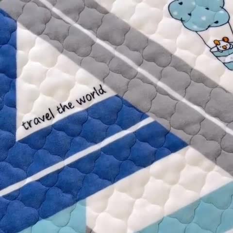 91家纺网 家纺一手货源 找家纺 小虾米 2023新款上下床加厚牛奶绒夹棉床笠 冰淇淋