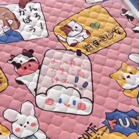 91家纺网 家纺一手货源 找家纺 小虾米 2023新款上下床加厚牛奶绒夹棉床笠 开心女孩