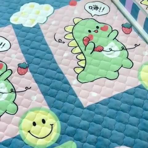 91家纺网 家纺一手货源 找家纺 小虾米 2023新款上下床加厚牛奶绒夹棉床笠 恐龙宝宝