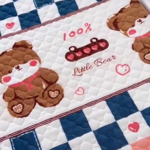 91家纺网 家纺一手货源 找家纺 小虾米 2023新款上下床加厚牛奶绒夹棉床笠 快乐熊宝