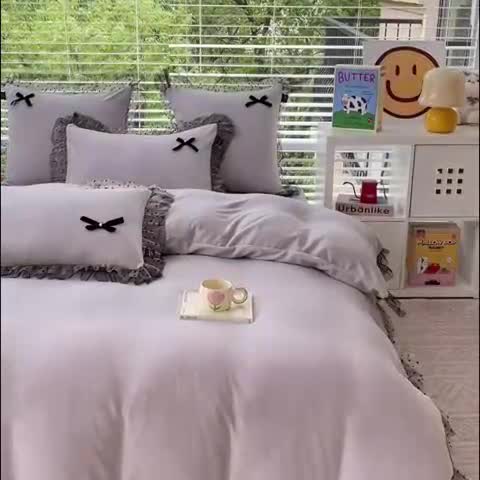 91家纺网 家纺一手货源 找家纺 2025新款牛奶绒雕花四件套-KK小姐 粉紫