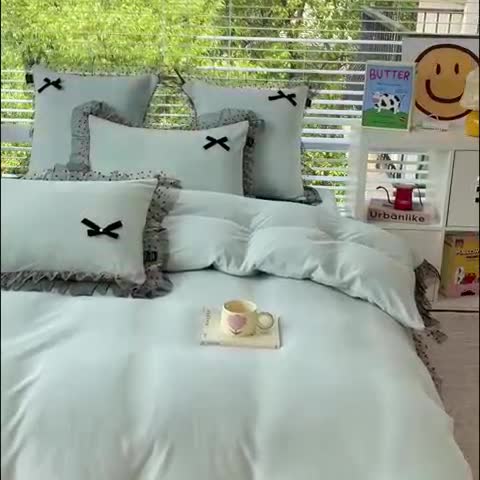 91家纺网 家纺一手货源 找家纺 2025新款牛奶绒雕花四件套-KK小姐 水绿