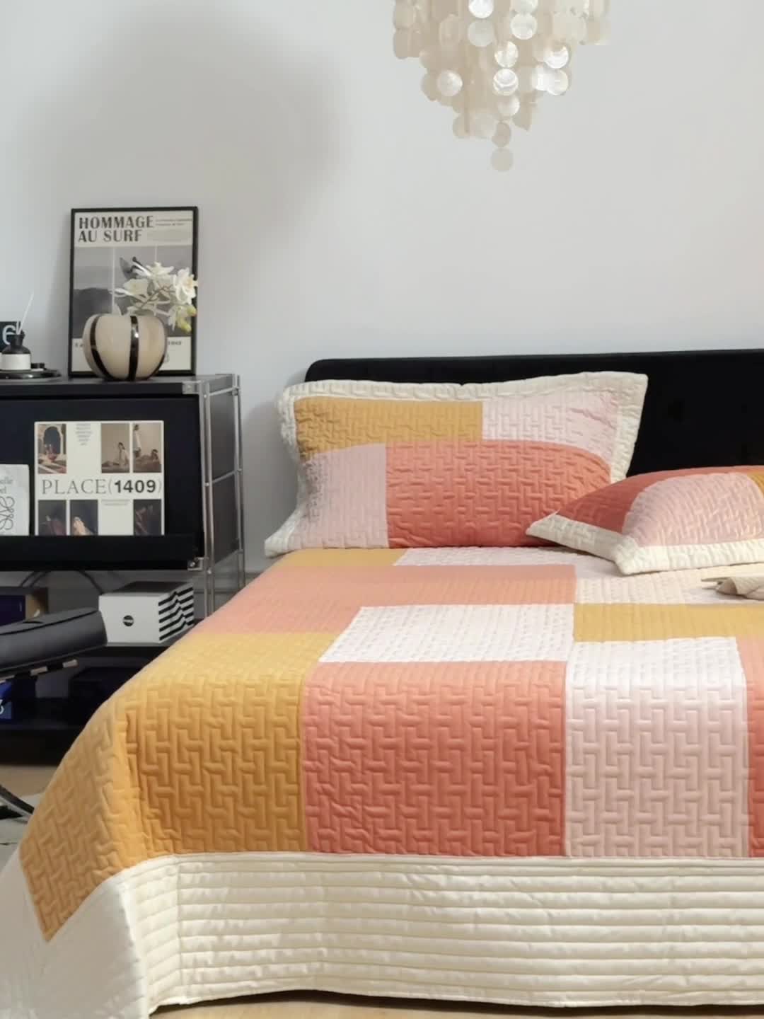 91家纺网 家纺一手货源 找家纺 （总）安莱生活 2023新款原创多功能创意拼块水晶绒荷兰绒天鹅绒毯床盖系列