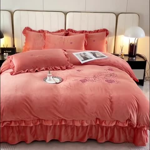 91家纺网 家纺一手货源 找家纺 （总）金米诺 2024新款婴儿绒韩版床单绣花四件套