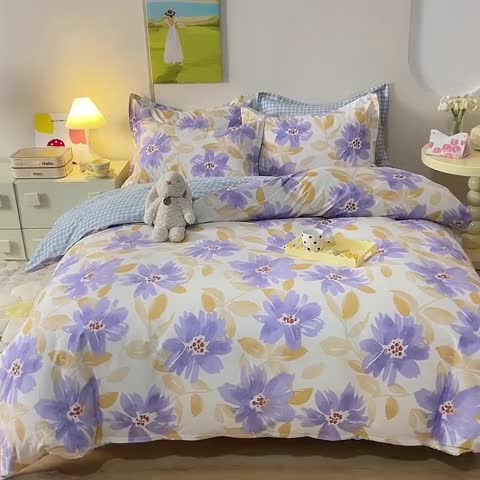 91家纺网 家纺一手货源 找家纺 甜之梦 2025新款纯棉印花12868四件套花海